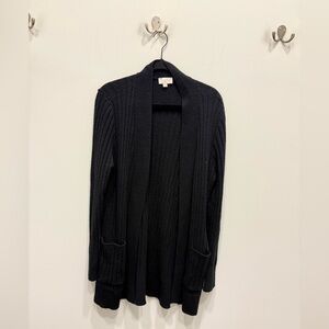 LOFT Black Ribbed Cardigan Sweater